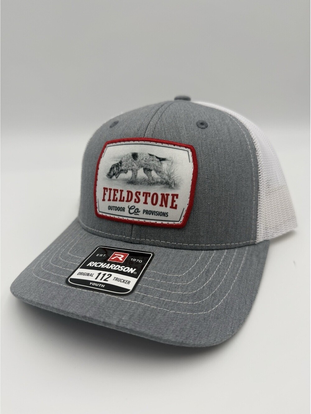 Fieldstone Richardson 112 Youth Trucker Hat Gray Snapback Hunting Dog NWT